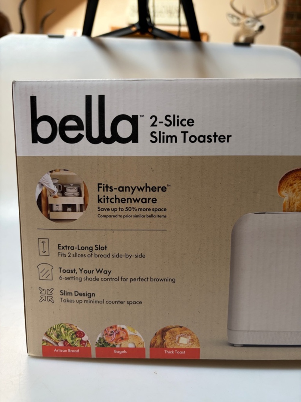 bella 2 Slice Slim Toaster, Fits-anywhere™ Kitchenware, 6 Setting Oatmilk NEW